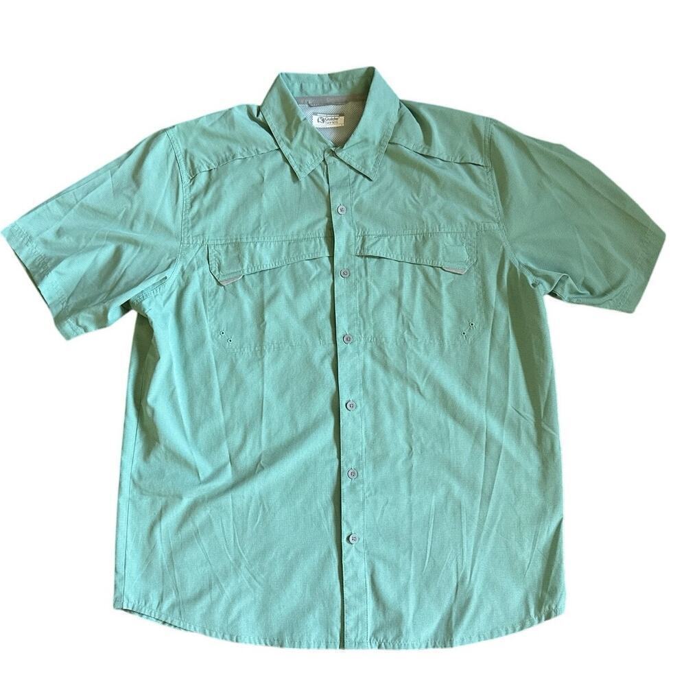 Gander Mountain Mens Guide Series Shirt Green Nylon Vented Fishing Outdoors L